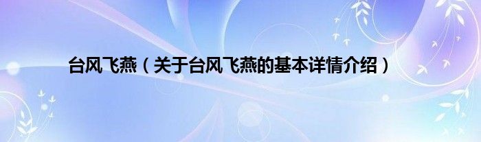台风飞燕（关于台风飞燕的基本详情介绍）