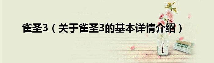 雀圣3（关于雀圣3的基本详情介绍）