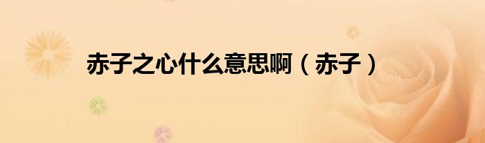 赤子之心什么意思啊（赤子）