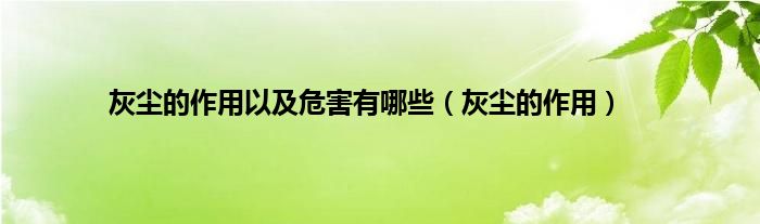 灰尘的作用以及危害有哪些（灰尘的作用）