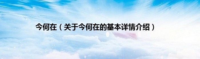 今何在(关于今何在的基本详情介绍)