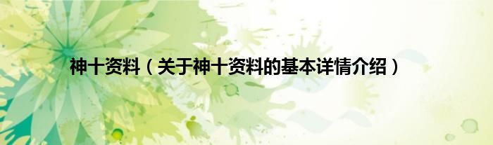 神十资料（关于神十资料的基本详情介绍）