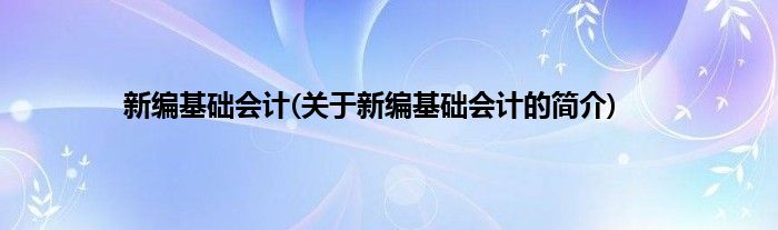 新编基础会计(关于新编基础会计的简介)