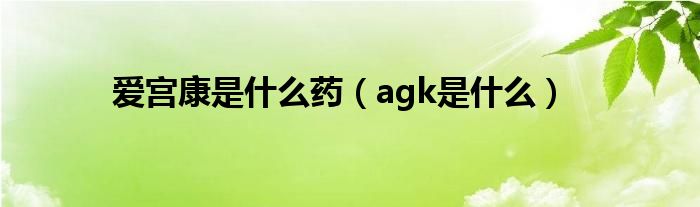 爱宫康是什么药（agk是什么）