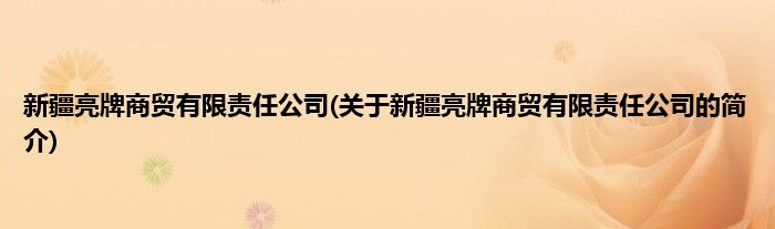 新疆亮牌商贸有限责任公司(关于新疆亮牌商贸有限责任公司的简介)