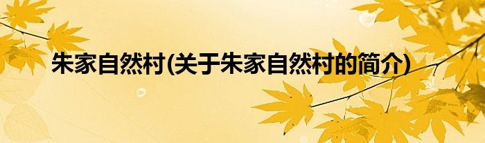 朱家自然村(关于朱家自然村的简介)