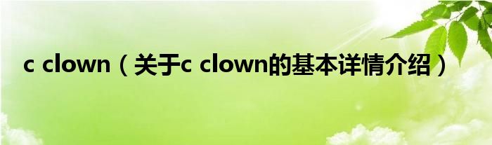 c clown（关于c clown的基本详情介绍）
