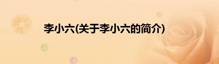 李小六(关于李小六的简介)