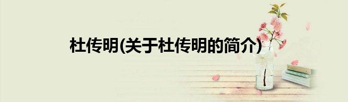 杜传明(关于杜传明的简介)