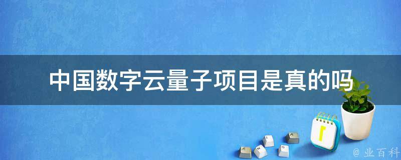 中国数字云量子项目是真的吗