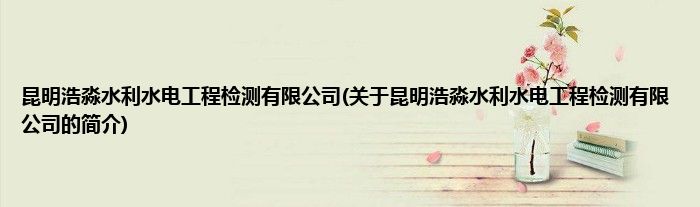 昆明浩淼水利水电工程检测有限公司(关于昆明浩淼水利水电工程检测有限公司的简介)