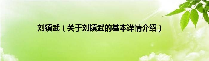 刘镇武（关于刘镇武的基本详情介绍）