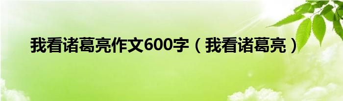 我看诸葛亮作文600字(我看诸葛亮)