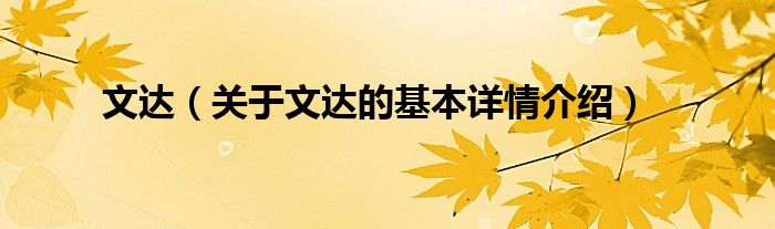 文达（关于文达的基本详情介绍）