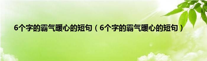 6个字的霸气暖心的短句（6个字的霸气暖心的短句）