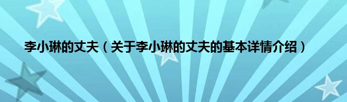 李小琳的丈夫（关于李小琳的丈夫的基本详情介绍）