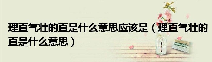 理直气壮的直是什么意思应该是（理直气壮的直是什么意思）
