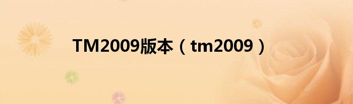 TM2009版本（tm2009）