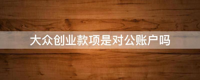 大众创业款项是对公账户吗