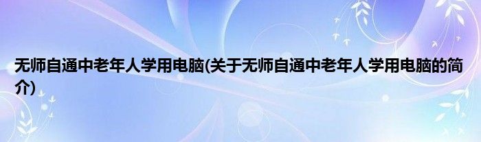 无师自通中老年人学用电脑(关于无师自通中老年人学用电脑的简介)