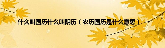 什么叫国历什么叫阴历（农历国历是什么意思）