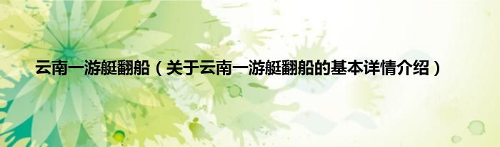云南一游艇翻船（关于云南一游艇翻船的基本详情介绍）