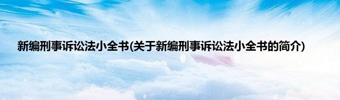 新编刑事诉讼法小全书(关于新编刑事诉讼法小全书的简介)
