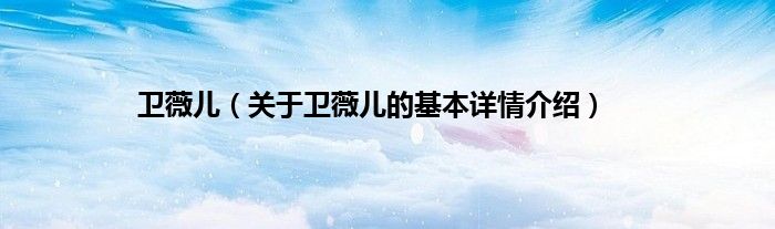 卫薇儿（关于卫薇儿的基本详情介绍）