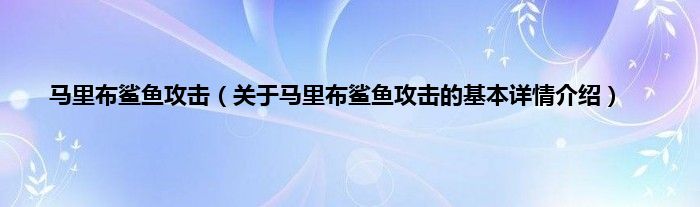 马里布鲨鱼攻击（关于马里布鲨鱼攻击的基本详情介绍）