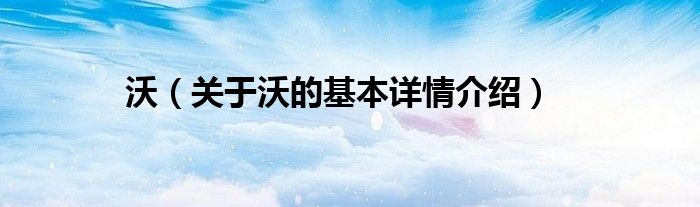 沃（关于沃的基本详情介绍）