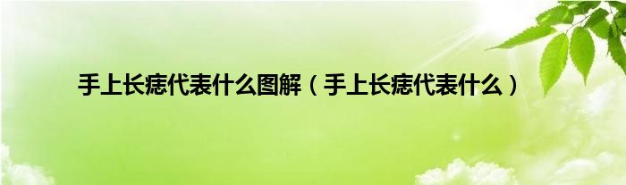 手上长痣代表什么图解（手上长痣代表什么）