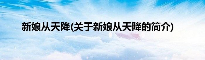 新娘从天降(关于新娘从天降的简介)
