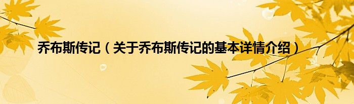 乔布斯传记（关于乔布斯传记的基本详情介绍）
