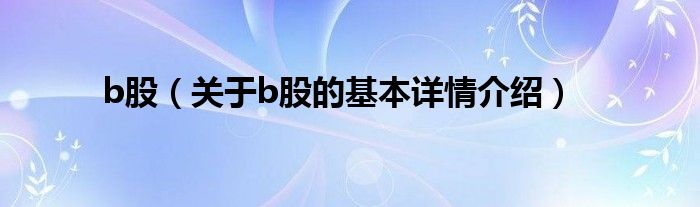 b股（关于b股的基本详情介绍）