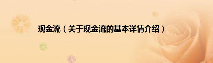 现金流(关于现金流的基本详情介绍)