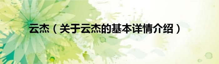 云杰（关于云杰的基本详情介绍）