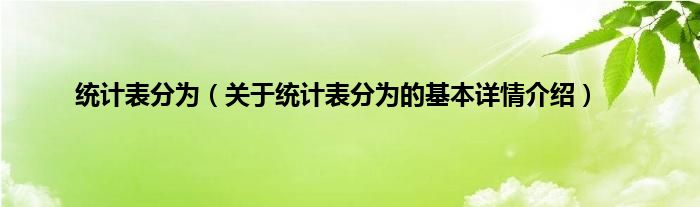 统计表分为（关于统计表分为的基本详情介绍）