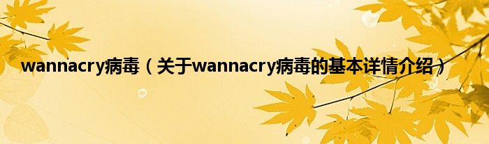 wannacry病毒(关于wannacry病毒的基本详情介绍)