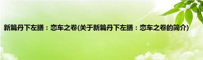 新篇丹下左膳：恋车之卷(关于新篇丹下左膳：恋车之卷的简介)