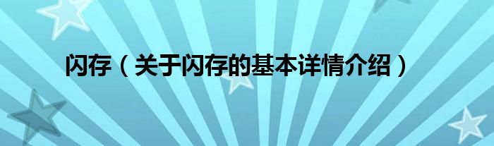 闪存（关于闪存的基本详情介绍）
