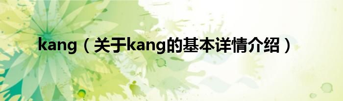 kang（关于kang的基本详情介绍）