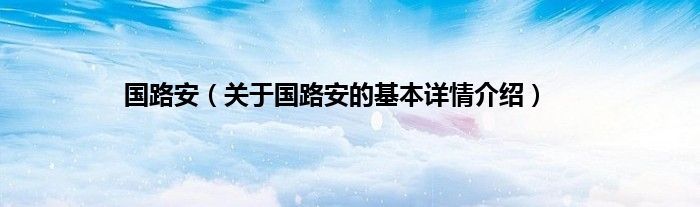 国路安（关于国路安的基本详情介绍）