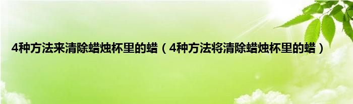 4种方法来清除蜡烛杯里的蜡（4种方法将清除蜡烛杯里的蜡）