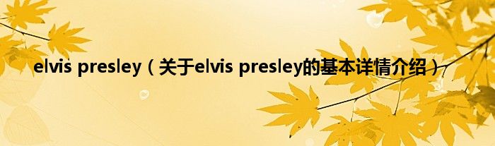 elvis presley（关于elvis presley的基本详情介绍）